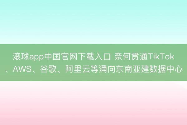 滚球app中国官网下载入口 奈何贯通TikTok、AWS、谷歌、阿里云等涌向东南亚建数据中心
