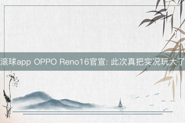 滚球app OPPO Reno16官宣: 此次真把实况玩大了