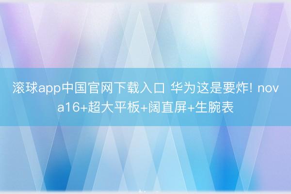 滚球app中国官网下载入口 华为这是要炸! nova16+超大平板+阔直屏+生腕表