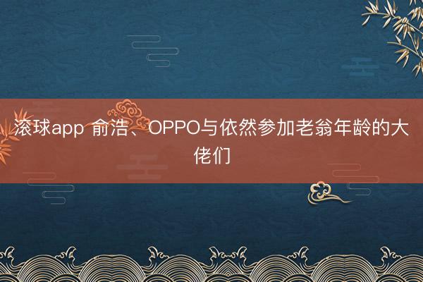 滚球app 俞浩、OPPO与依然参加老翁年龄的大佬们