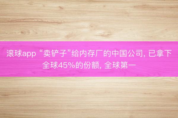 滚球app “卖铲子”给内存厂的中国公司， 已拿下全球45%的份额， 全球第一