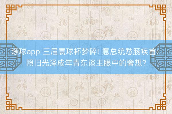 滚球app 三届寰球杯梦碎! 意总统愁肠疾首: 照旧光泽成年青东谈主眼中的奢想?