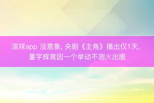 滚球app 没意象， 央剧《主角》播出仅1天， 董宇辉竟因一个举动不测火出圈