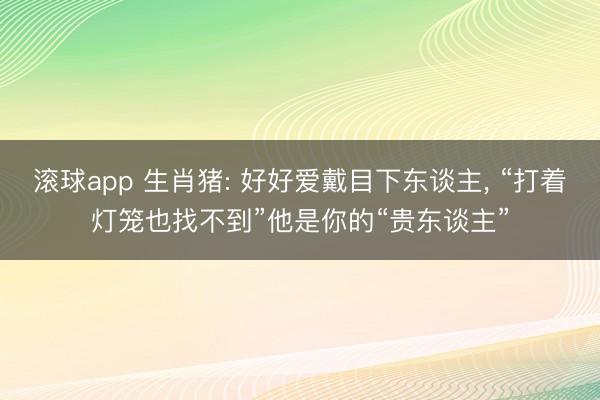 滚球app 生肖猪: 好好爱戴目下东谈主， “打着灯笼也找不到”他是你的“贵东谈主”
