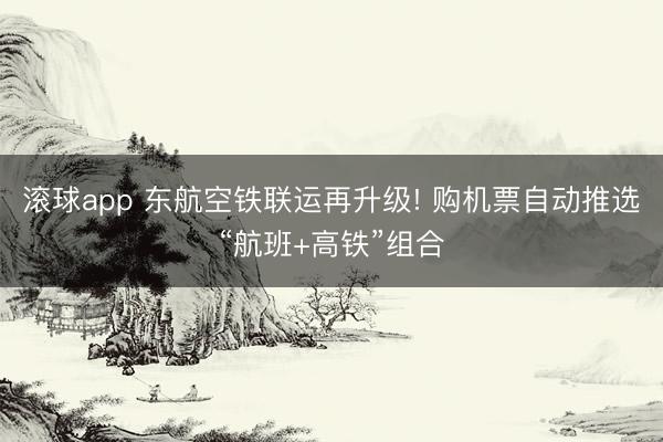 滚球app 东航空铁联运再升级! 购机票自动推选“航班+高铁