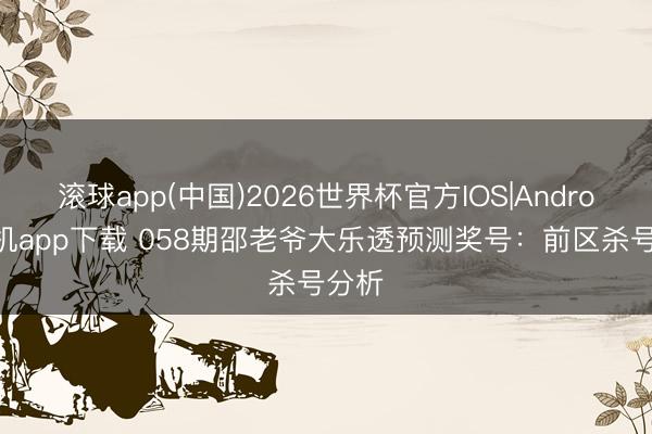 滚球app(中国)2026世界杯官方IOS|Android手机app下载 058期邵老爷大乐透预测奖号：前区杀号分析