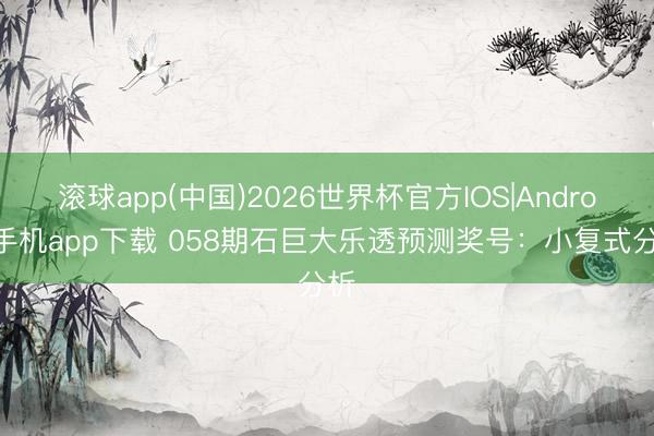 滚球app(中国)2026世界杯官方IOS|Android手机app下载 058期石巨大乐透预测奖号:小复式分析
