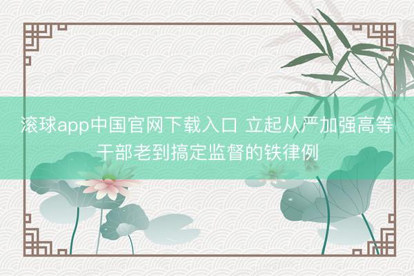 滚球app中国官网下载入口 立起从严加强高等干部老到搞定监督的铁律例