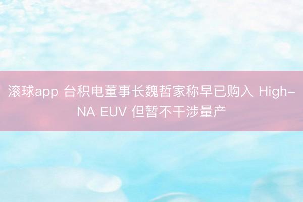 滚球app 台积电董事长魏哲家称早已购入 High-NA EUV 但暂不干涉量产
