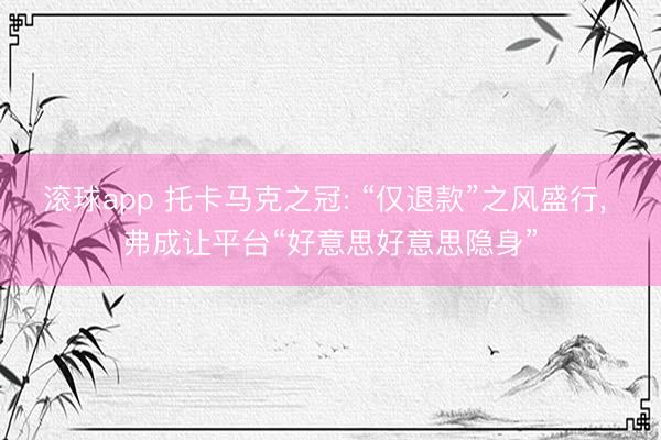 滚球app 托卡马克之冠: “仅退款”之风盛行， 弗成让平台“好意思好意思隐身”
