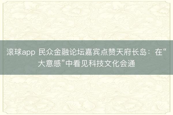 滚球app 民众金融论坛嘉宾点赞天府长岛：在“大意感”中看见科技文化会通