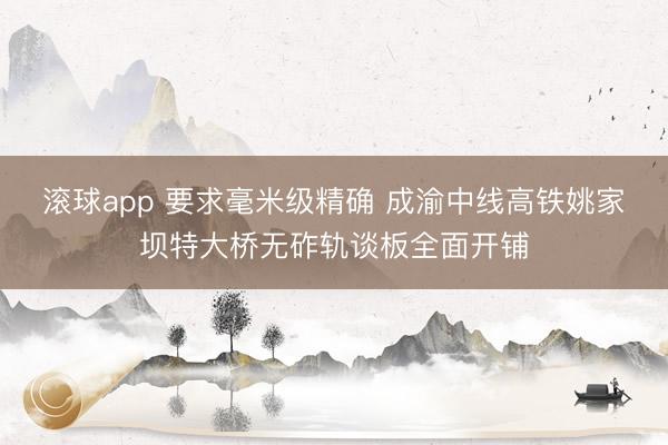 滚球app 要求毫米级精确 成渝中线高铁姚家坝特大桥无砟轨谈板全面开铺