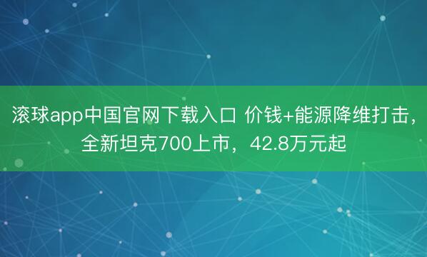 滚球app中国官网下载入口 价钱+能源降维打击，全新坦克700上市，42.8万元起