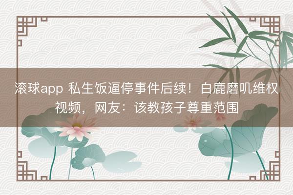 滚球app 私生饭逼停事件后续！白鹿磨叽维权视频，网友：该教孩子尊重范围
