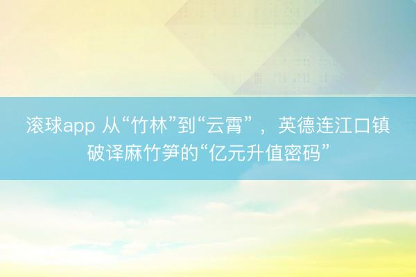 滚球app 从“竹林”到“云霄” ，英德连江口镇破译麻竹笋的“亿元升值密码”