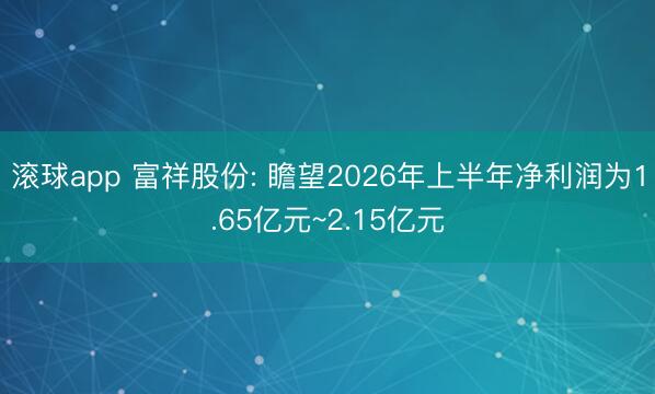 滚球app 富祥股份: 瞻望2026年上半年净利润为1.65亿元~2.15亿元