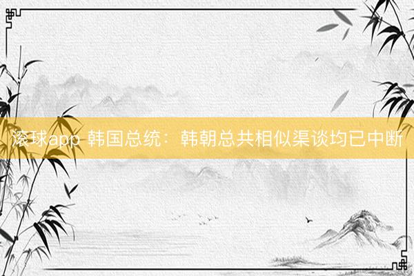 滚球app 韩国总统：韩朝总共相似渠谈均已中断